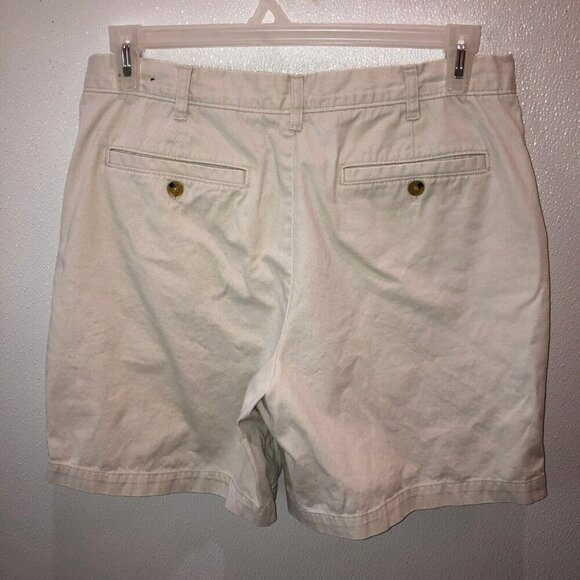 George Mens Size 34 Beige Khaki Flat Front Pockets Cotton Casual Chino Shorts - Picture 5 of 7